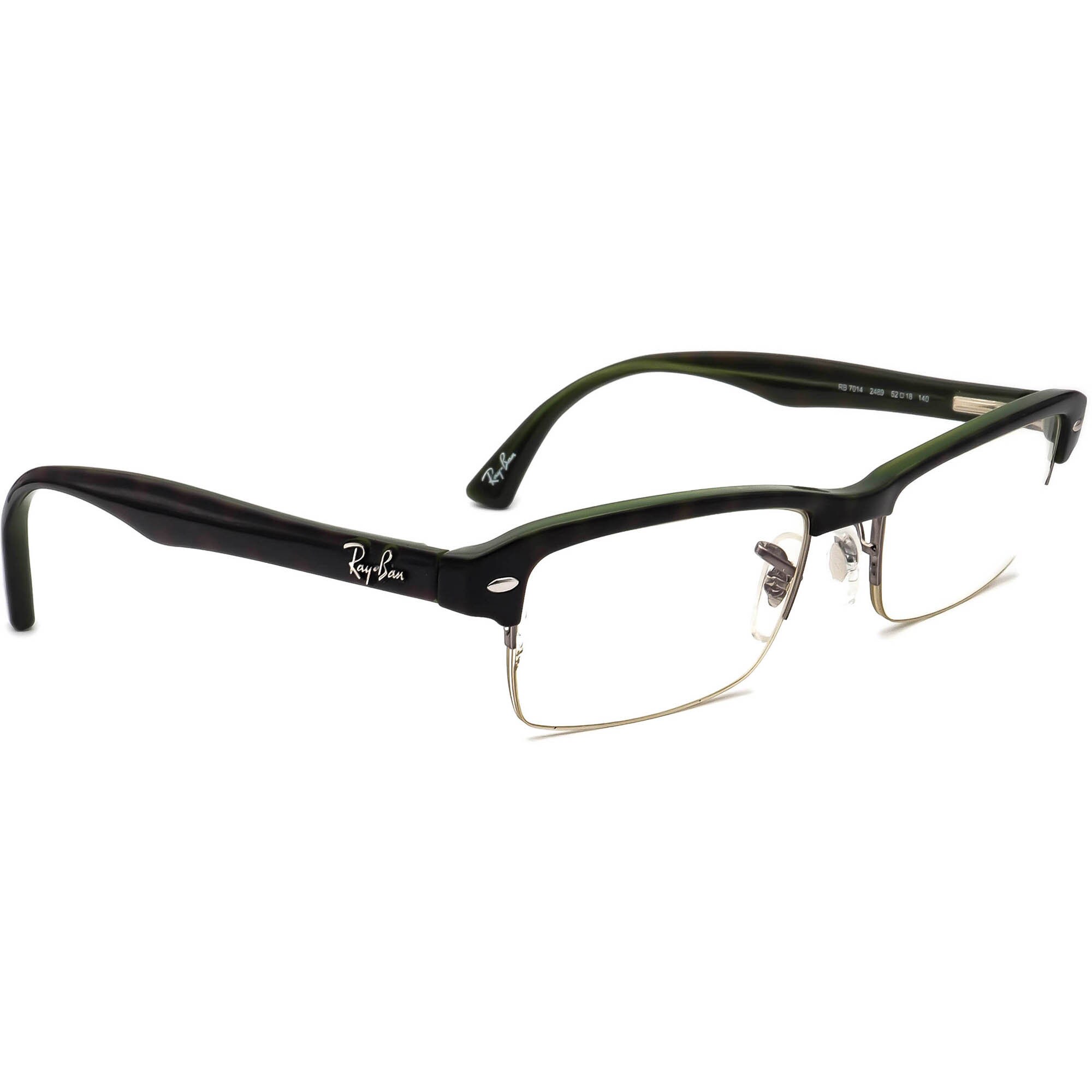 Ray ban Eyeglasses RB 7014 2489 Havana on Army Green Half Rim Frame 5218 140 Etsy