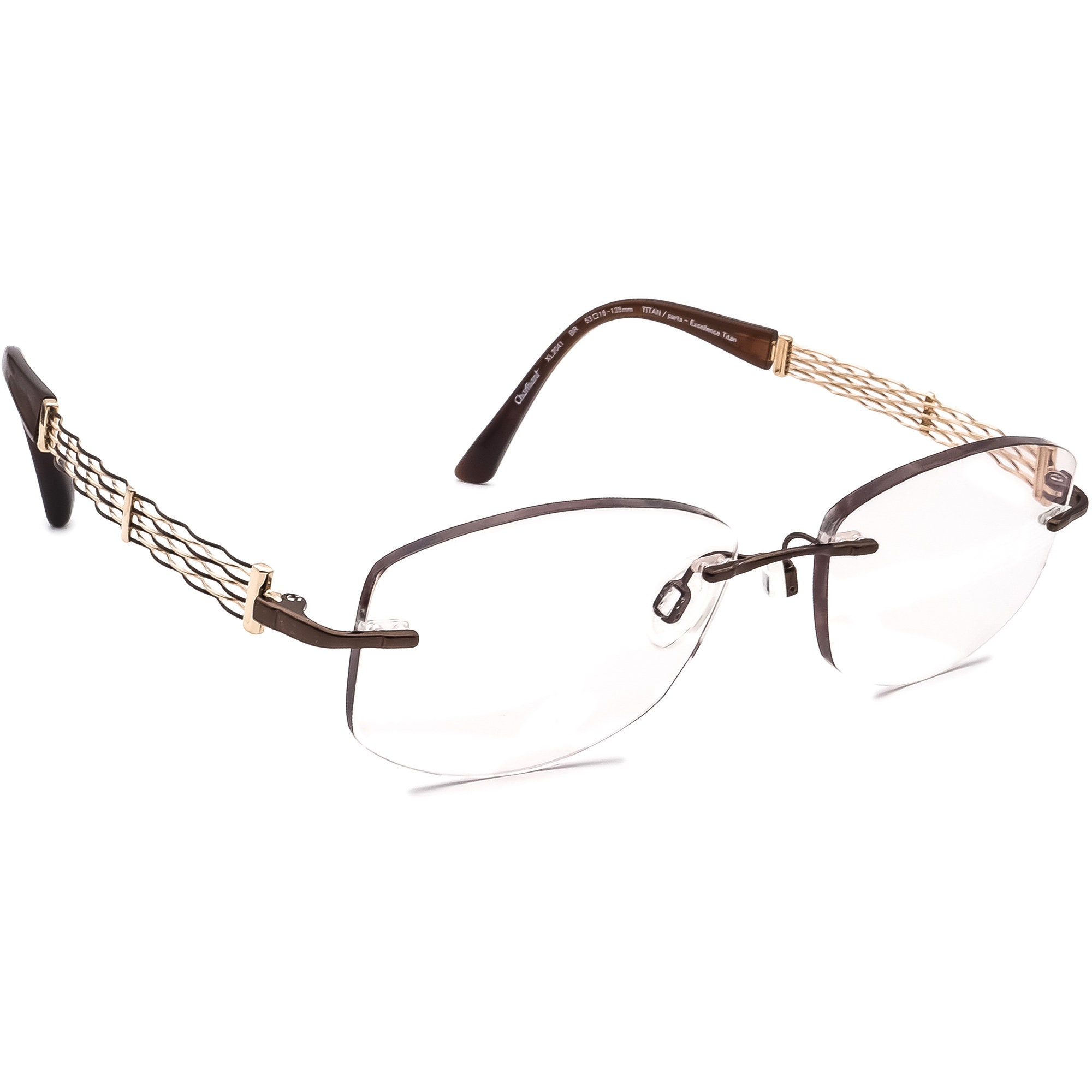 Charmant Brille XL2041 BR Titan Dunkelbraun/Gold Randlos Japan 52[]16 135