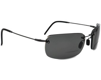 Óculos de sol Maui Jim com armação apenas MJ-351-02 Flexon preto meio aro metal Japão 64 mm