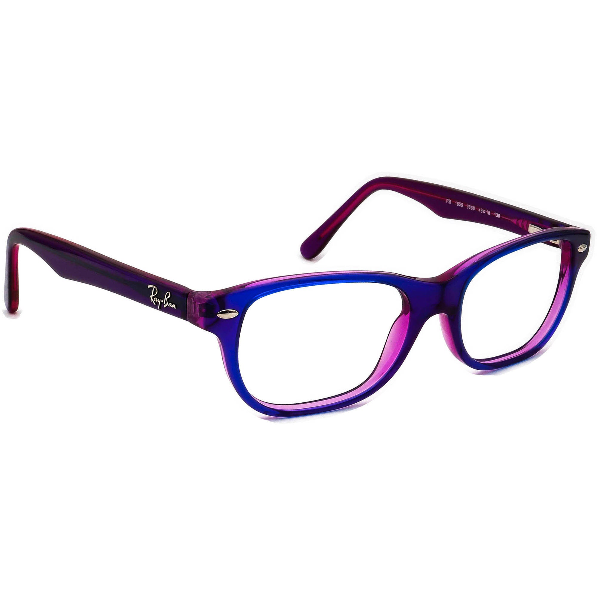 Ray-ban Small Eyeglasses RB 1555 3666 Purple on Pink Square 