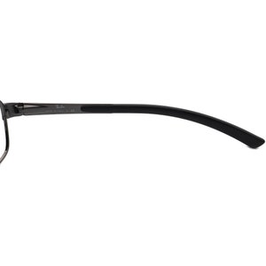 May include: Close-up of a black Ray-Ban eyeglass arm. The arm is curved and has a matte finish. The Ray-Ban logo and "MADE IN ITALY" text are visible on the arm.