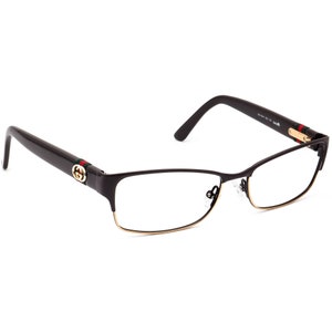 Gucci Women&#39;s Eyeglasses GG 4244 0ZJ Brown&Gold Browline Frame Italy 53[]16 135