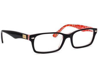 Ray-Ban Eyeglasses RB 5206 2479 Polished Black on Red Rectangular Frame 52[]18 140