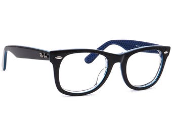 Ray-Ban Sunglasses Frame Only RB 2140 1000 Original Wayfarer Polished Black/Patterned Blue Square Italy 50 mm