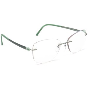 シルエット眼鏡 5452 40 6054 チタングリーン リムレスフレーム 