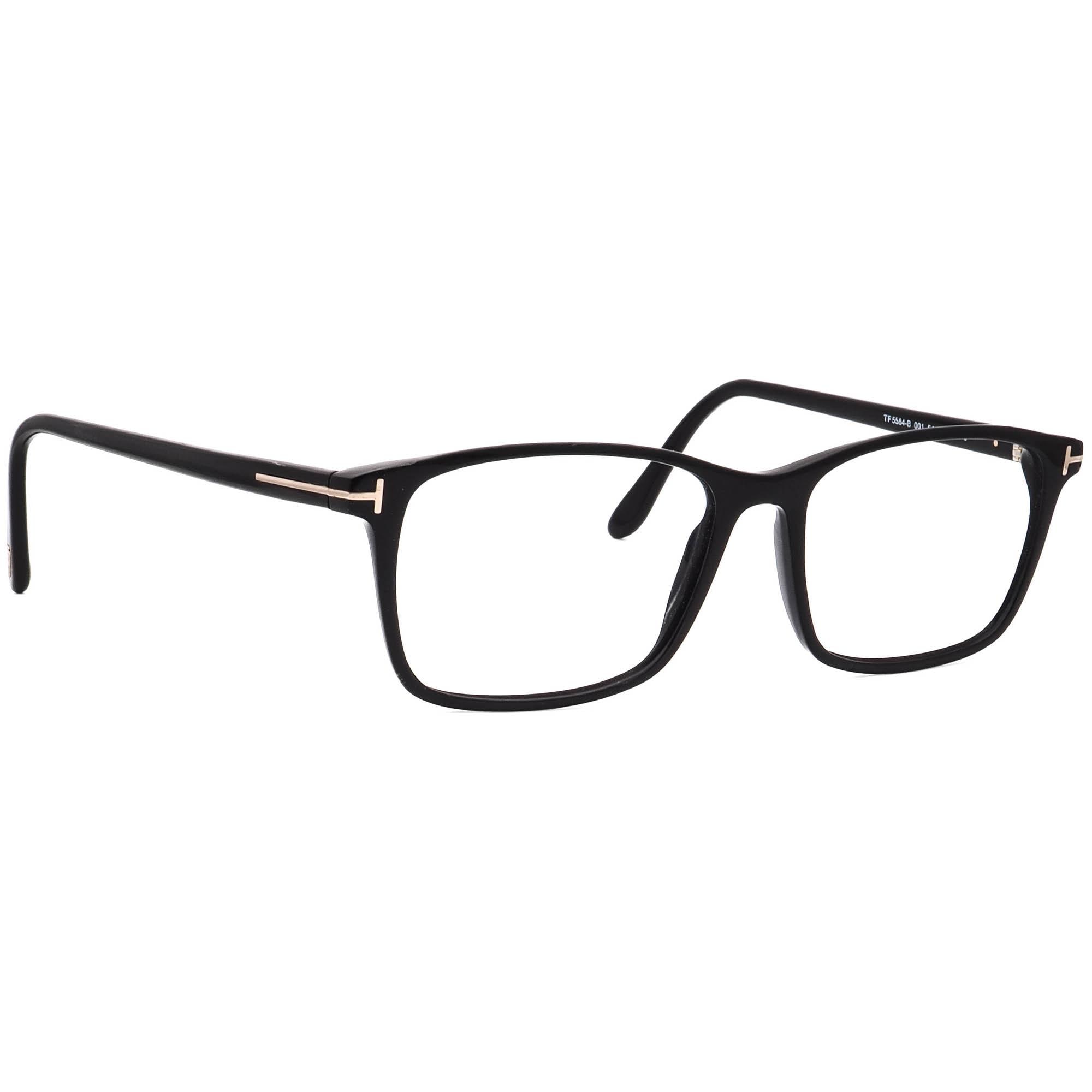 Tom Ford Eyeglasses TF 5584-B 001 Polished Black Square Frame 
