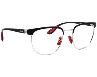 Gafas de vista Ray-Ban Ferrari RB 3698-V-M F060, montura cuadrada, color negro pulido, plateado y rojo, talla 53[]20 145