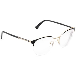 Versace Women&#39;s Eyeglasses MOD. 1247 1252 Black&Gold Half Rim Frame Italy 52[]17 140