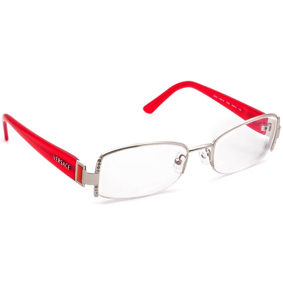 Versace Eyeglasses MOD. 1090 B 1000 Silver red Half Rim Frame 5018
