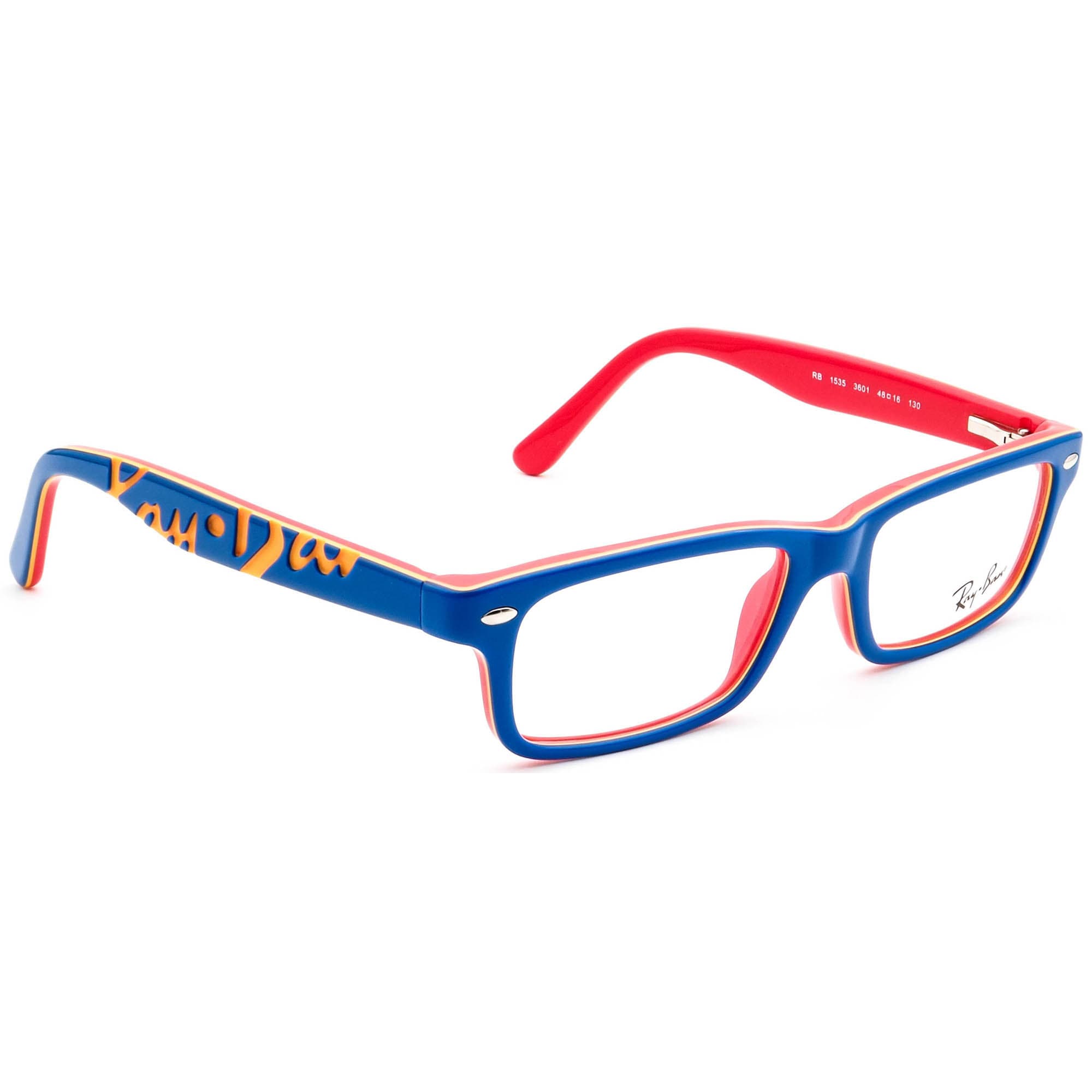Ray-ban Junior Eyeglasses RB 1535 3601 Blue/coral Rectangular - Etsy Sweden