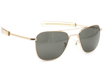 American Optical Vintage Sunglasses 5 1/2 vintage Gold Pilot Metal USA 52 mm