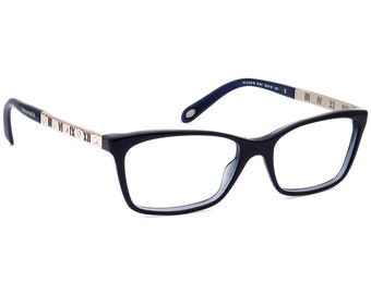 Tiffany & Co. Women's Eyeglasses TF 2103-B 8191 Dark Blue/Silver Rhinestones Semi Cat Eye Frame Italy 53[]16 140