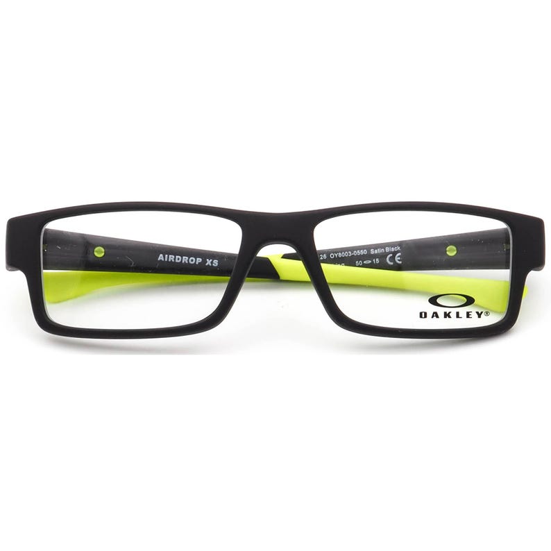 Oakley Junior Eyeglasses OY8003-0550 Airdrop XS Matte Black/Neon Green Rectangular Frame 50[]15 126 image 6