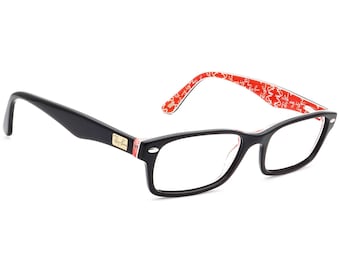 Ray-Ban Eyeglasses RB 5206 2479 Polished Black on Red Rectangular Frame 52[]18 140