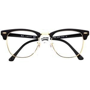 Ray-Ban Sunglasses Frame Only RB 3016 Clubmaster W0365 Polished Black & Gold Square Italy 51 mm image 6