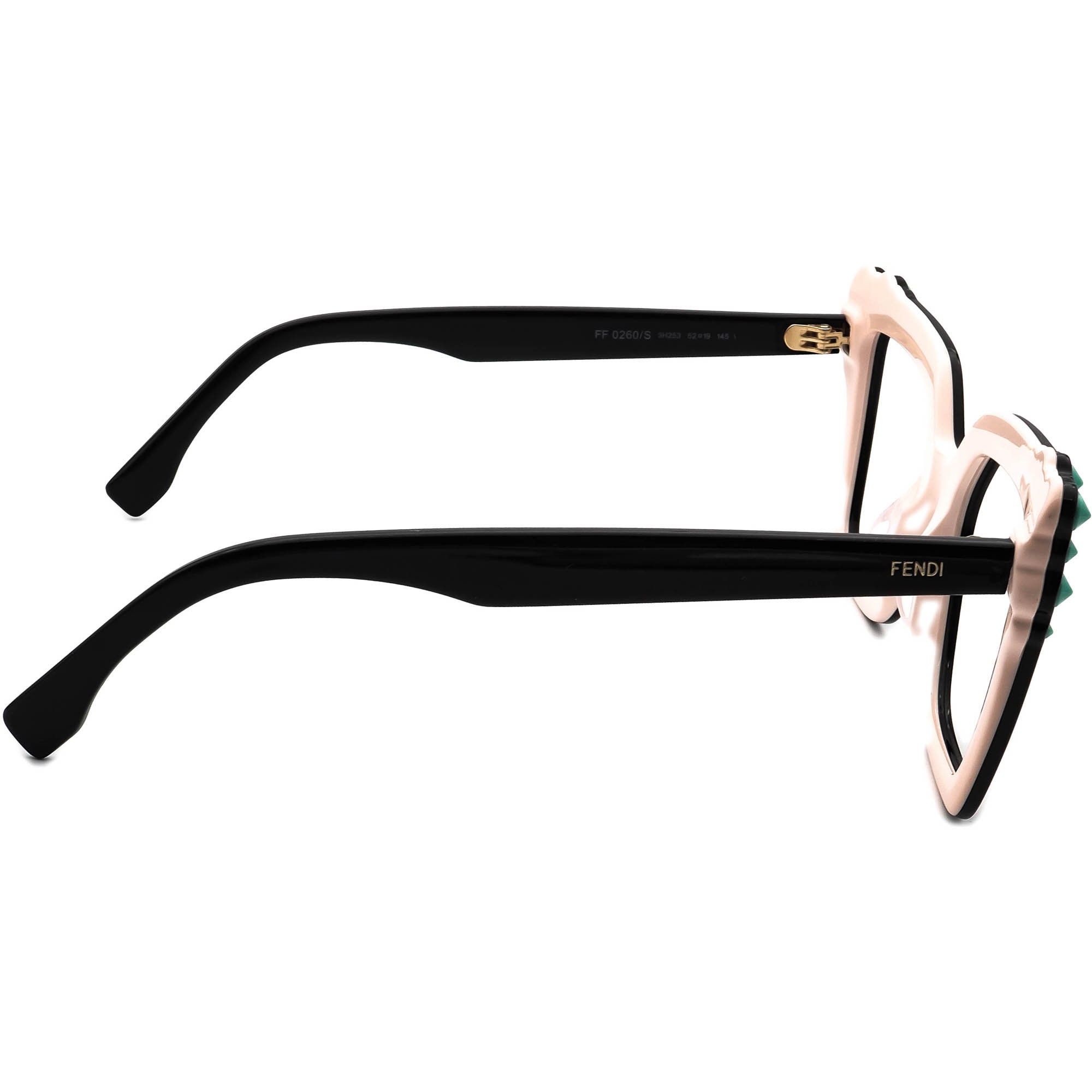 Fendi FF0260/S Square Studded Sunglasses Fendi Square Sunglasses FF0260S 3H253 Black/Pink 52mm 260  main image 2