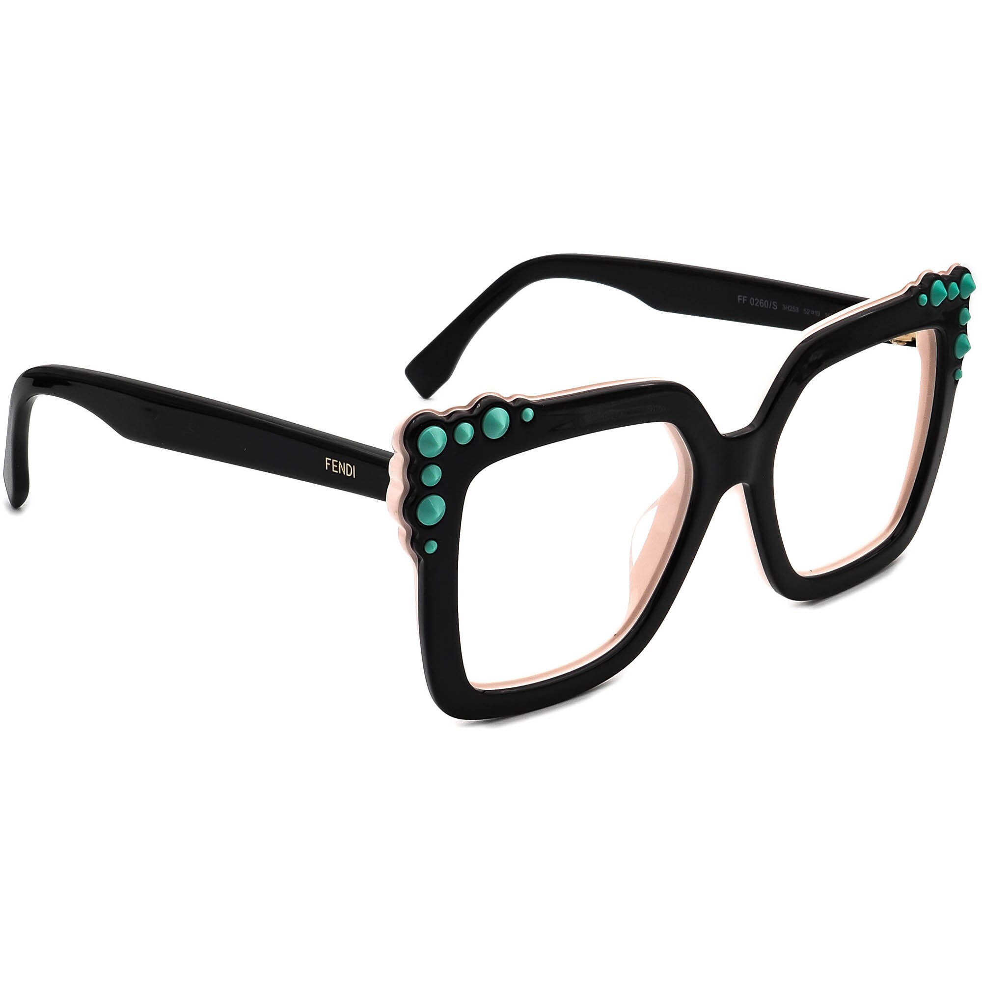 Fendi FF0260/S Square Studded Sunglasses Fendi Square Sunglasses FF0260S 3H253 Black/Pink 52mm 260  main image 4