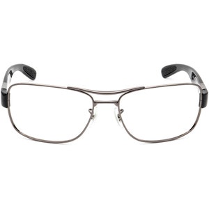 Puede incluir: Un par de gafas de metal plateado con patillas de pl&aacute;stico negro. Las gafas tienen una forma rectangular con un puente doble.