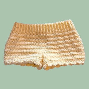 Handmade crochet yellow low rise shorts