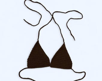Brown crochet bikini top