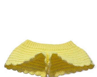 Handmade crochet yellow low rise shorts