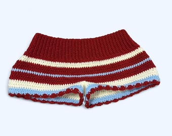Handmade Red, white, and blue  micro Crochet Shorts Mid-rise