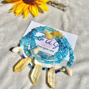 Citrine Waist beads, Beach waist beads, Crystal waist beads, Sacral Chakra, Solar Chakra, self-esteem waist beads, Beach theme jewelry
