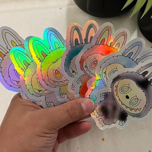 Juego de 7 pegatinas Bubu: Big In Energy, Bubu arcoíris, Bubu secreto, pegatinas brillantes e impermeables, pegatinas holográficas, coleccionables.