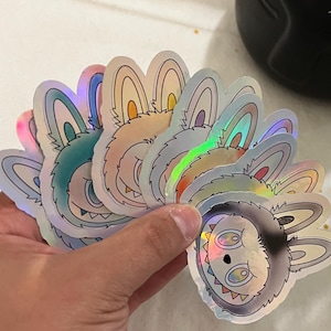 bubu Stickers Set 7 piece set available- Big into energy, Rainbow bubu, Secret bubu, Holographic stickers, collectable, Water resistant