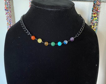 Chakra, chakra necklace, chakra jewelry, Chakra Choker, chakra, rainbow necklace, choker for women, handmade jewelry, 7 Chakra Choker