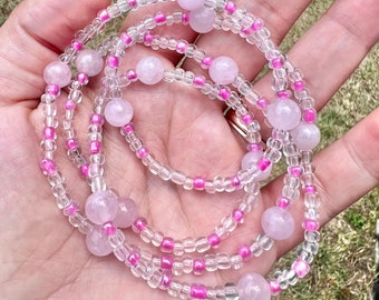 Rose Quartz Waist beads, Crystal waist beads, Stone waist beads, love waist beads, Fertility waist beads, spirituality, African waist beads