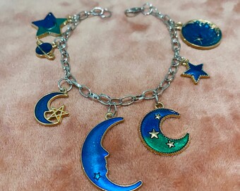 Witch bracelets, Charms bracelets, Witch Charm Bracelets, Halloween bracelets, Halloween Charm Bracelet’s, Charm bracelets, celestial