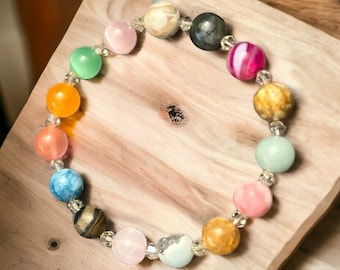 Colorful Gemstone Bracelet, Multi Stone Bracelet, Gemstone Bracelet, Stone Bracelet, Mixed Stone Bracelet, Colorful Bracelet, Chunky