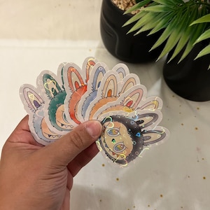 bubu Stickers Set 7 piece set available- Big into energy, Rainbow bubu, Secret bubu, sparkly water resistant sticker, Holographic stickers