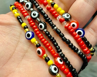 Evil eye Waist beads, evil eyes, waist beads, Evil Eye Protect me waist beads, evil eye jewelry, red waist beads, yellow waist beads