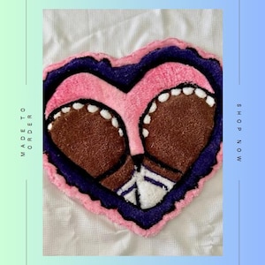 Heart Booty Rug, Heart rug, bathroom rugs, teen room rugs, young adult rugs, hand tufted rugs, underwear rugs, home decor, accent rugs
