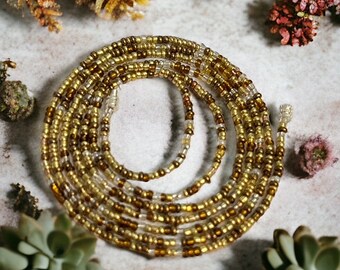 Gold Mix Simple Seed Beads, Gold Tone Traditional Waist Beads, Skin Tone Waist Beads, Traditional Waist Beads, African Waist Beads, Gold