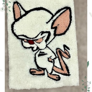Hand-Tufted Brain Rug – Pinky and the Brain Inspired | 2ft x 1.5ft