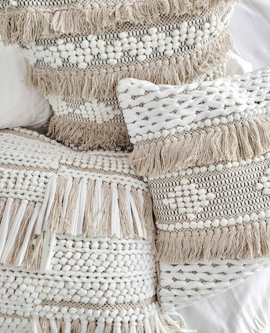 Natural fringe cushion cover Etsy