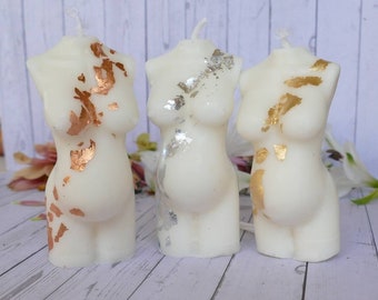 A Pregnant Woman - decorative candle - unscented or lightly scented, choice: gold, silver or rose gold