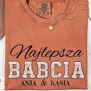 Personalized Babcia shirt with grandkids names,Best Grandma Unisex Garment-Dyed T-Shirt,Gift for Grandma, Customized grandma, Polish tshirts