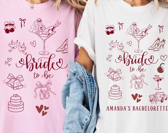 Bachelorette Party Shirts, Coquette Bride to be, Custom Bachelorette Tees, Martini Bride Shirt, Bridal Party Shirt, Bach Celebration Tee