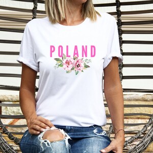 Poland, Polish tshirt, Polishs shirt, Polish Gifts, Gift for babcia, Poland tshirt with flowers