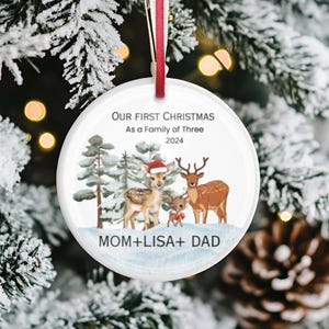 Dreiköpfige Weihnachtsverzierung - Familie von 3 - Familien Ornament - Personalisierte Babys erste Weihnachtsverzierung, erste Weihnachtsverzierung