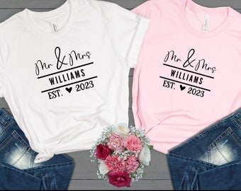 Future Mr Mrs T-shirts, Custom Couple Shirts, Bride Gift,Husband est 2023, Bachelorette Party, Wedding Gift, Honeymoon Gift,Just Married Tee