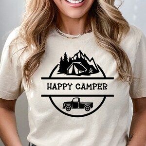 Happy camper shirt, Road trip shirt, Outdoorsy shirt, Adventure shirt, Camp life shirt, Gift for nature lover, Vacation shirt for a camper