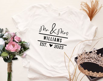 Future Mr Mrs T-shirts, Custom Couple Shirts, Bride Gift,Husband est 2023, Bachelorette Party, Wedding Gift, Honeymoon Gift,Just Married Tee