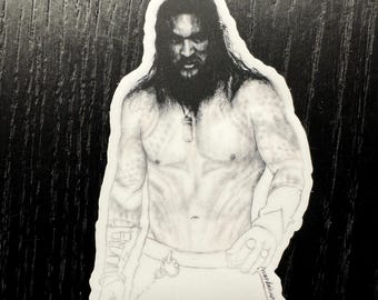 Pegatina de retrato de Jason Momoa como Aquaman - Mate, duradera