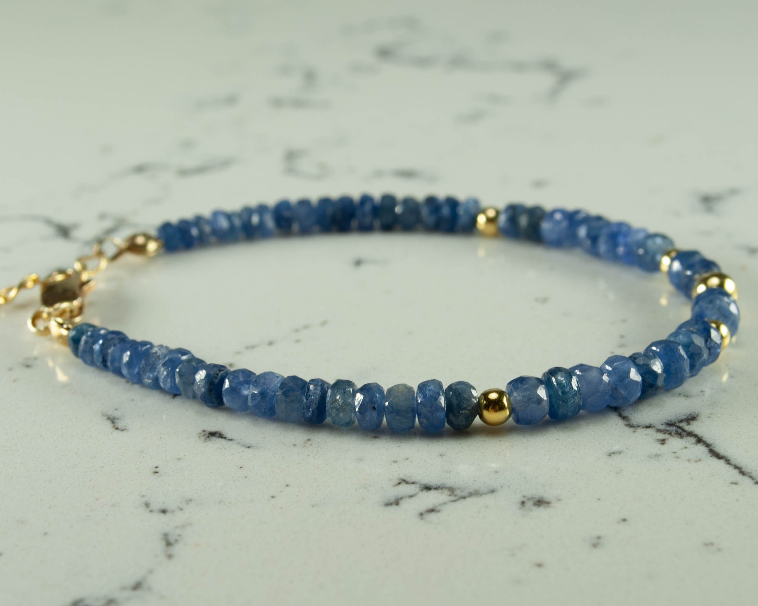 Sapphire Beaded Gold Bracelet Gift for Her Dainty Sapphire Etsy UK