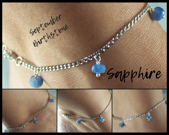 Blue sapphire 2024 ankle bracelet